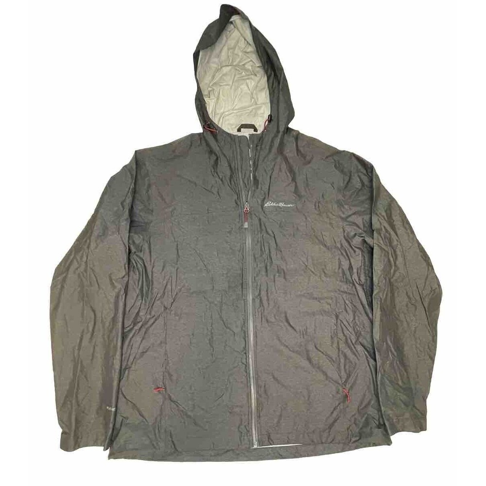 Eddie Bauer Windbreaker Jacket Weather Edge Adjustable Cuff Mens Large Gray